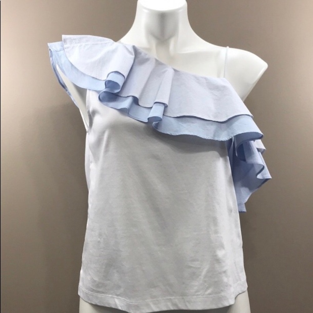 Ruffled one shoulder blouse. NWOT